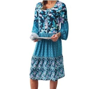 Soft Surroundings Floral Long Sleeve Dress - Blue and Purple